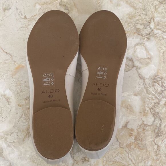 Aldo Gray Leather Silver Trim Big Bow Ballerina Flats - Picture 10 of 11